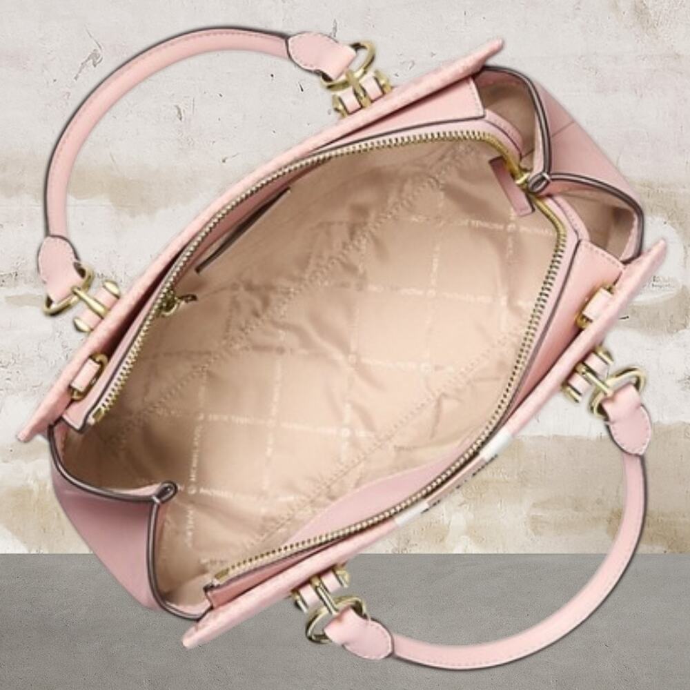 Michael Kors Marilyn Signature Logo Stripe Satchel in Powder Blush w/Charm NWT - Picture 6 of 6